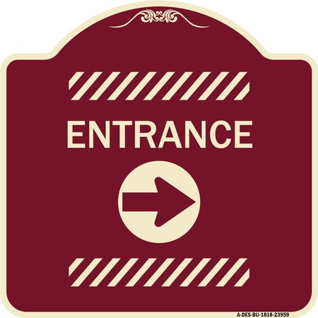 SIGNMISSION Flex Post Entrance with Right Arrow Decal for Flex Paddle Aluminum Sign, 18" L, 18" H, BU-1818-23959 A-DES-BU-1818-23959